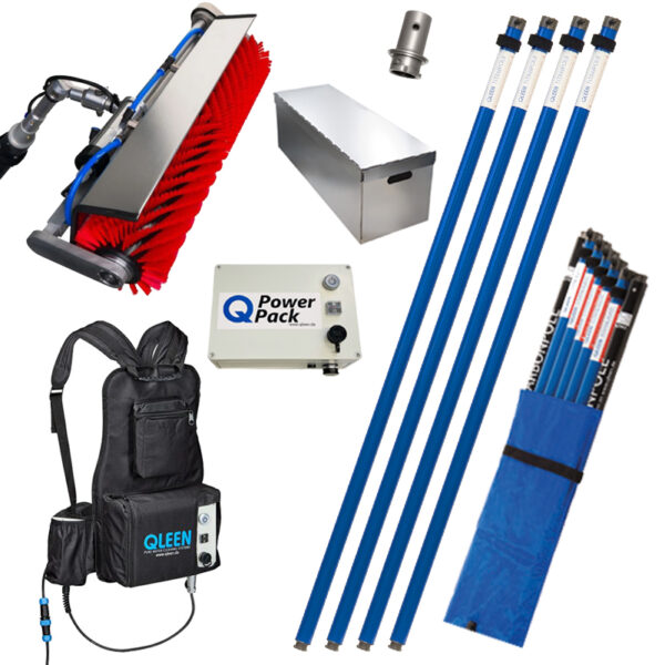 Qleen Vario 75cm + Backpack + 6.5m Aluminium Pole Sections – Solar Cleaning Package