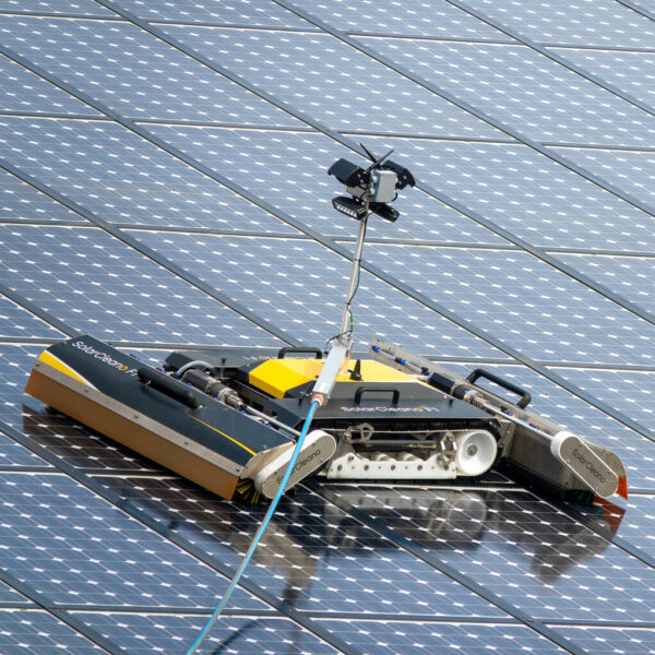 F1 Robot cleaning a solar panel